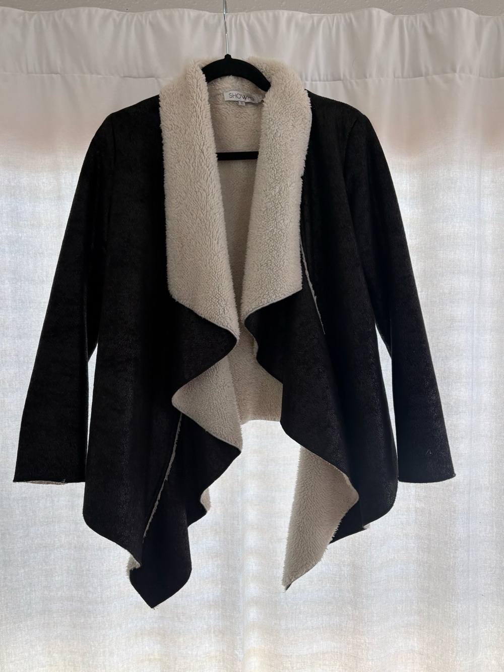 Showpo Cream and Black Faux Sherpa Jacket